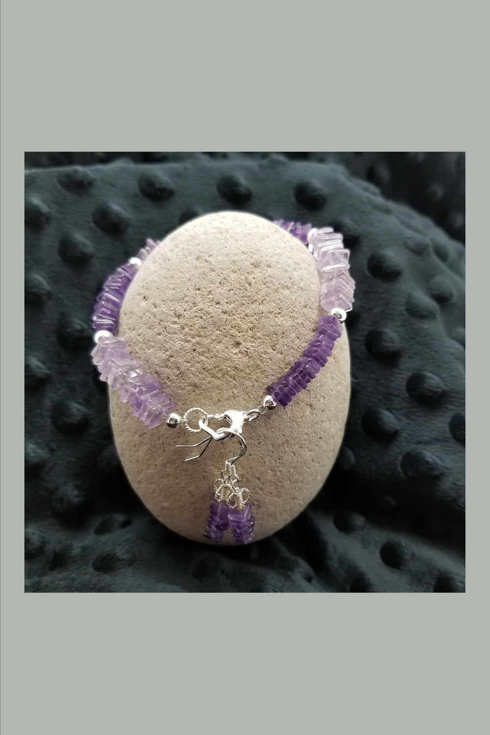 8" Amethyst Bracelet with Earrings