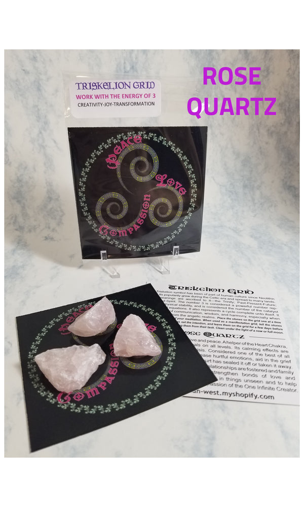 Triskelion Grid with Rose Quartz