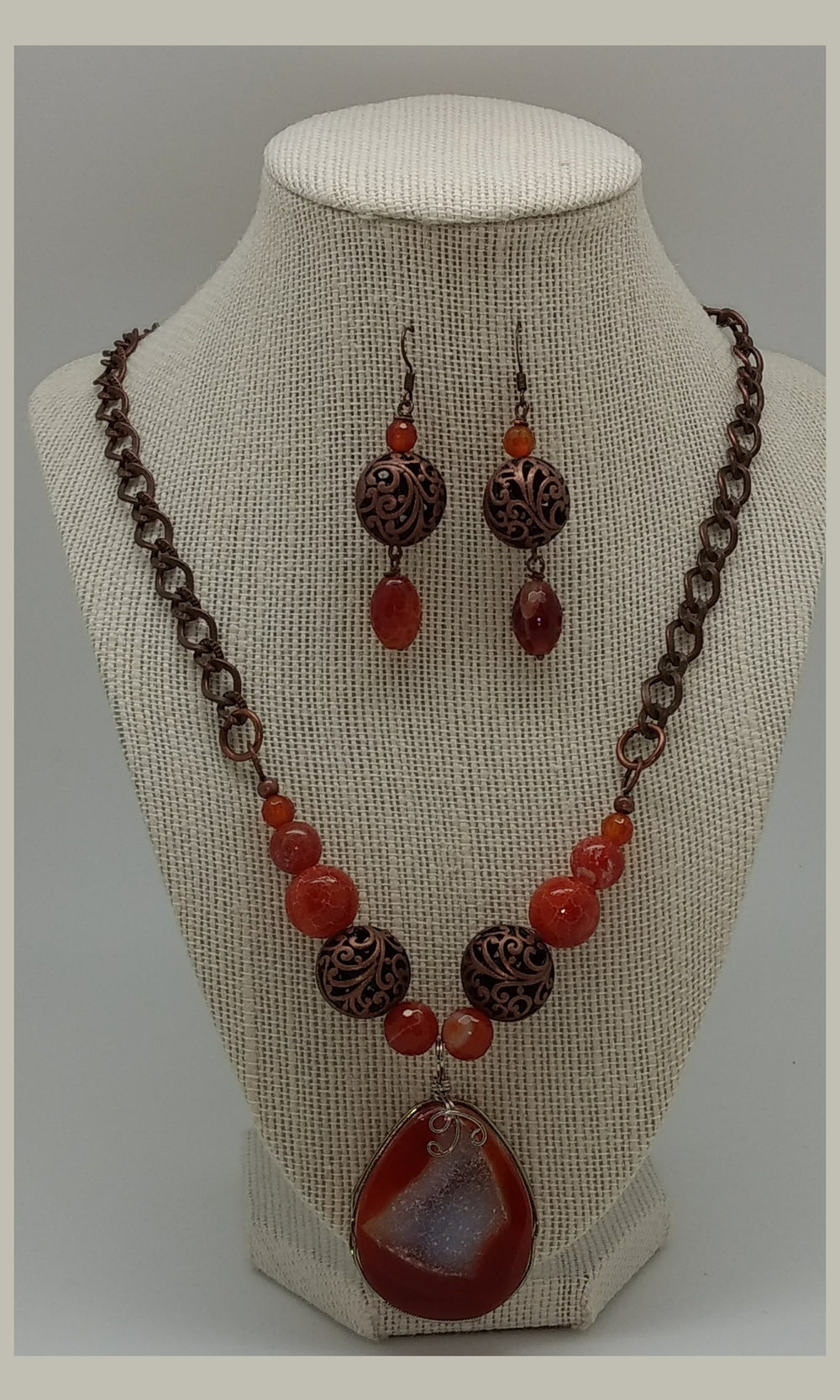 Red Fire Agate with Druzy Agate