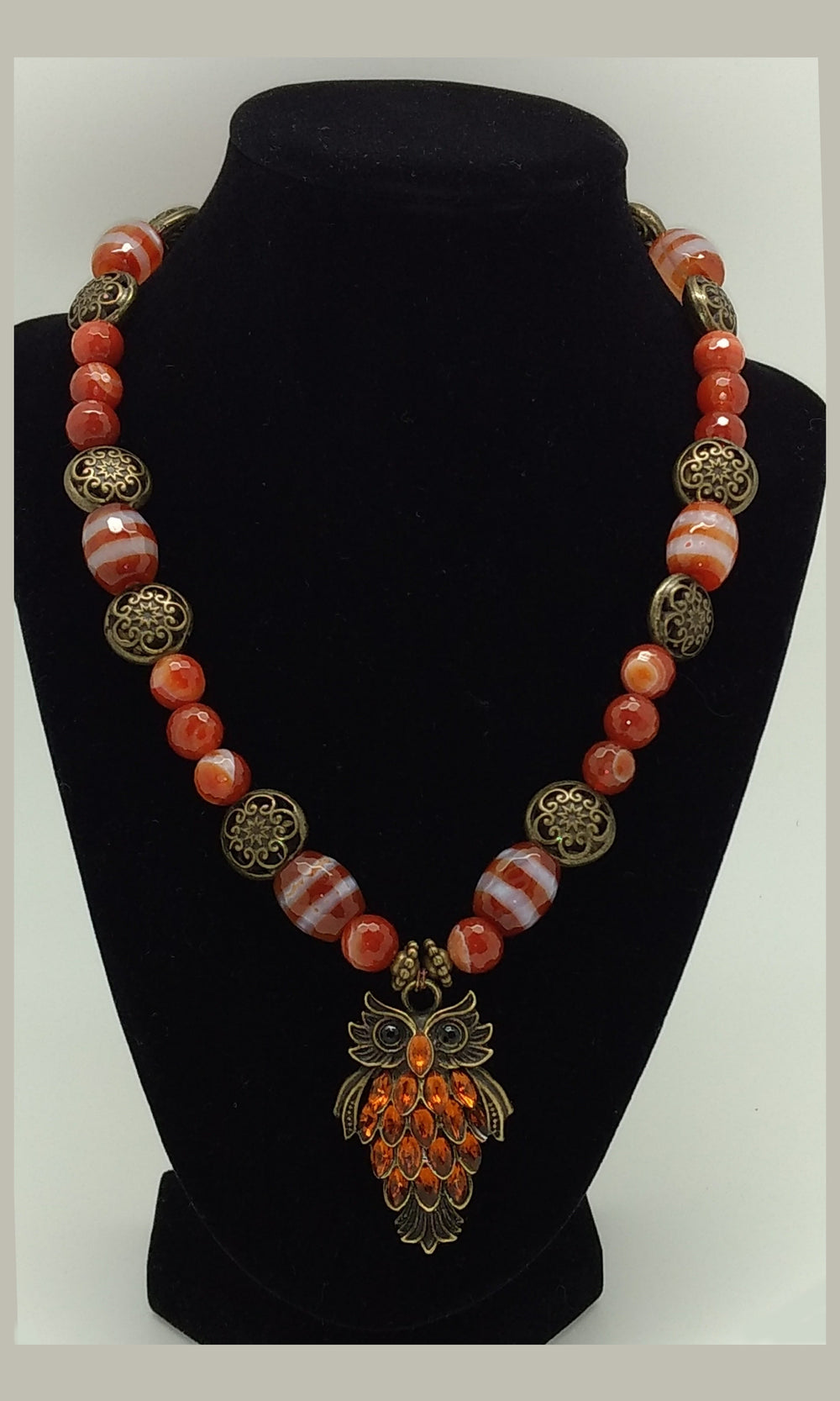 Red Banded Agate with Owl