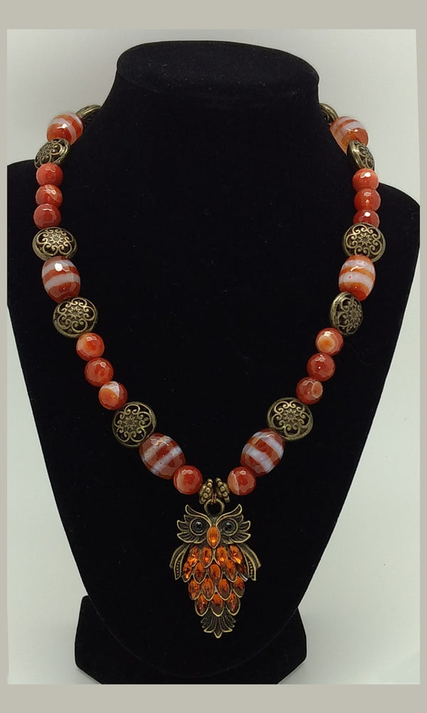 Red Banded Agate with Owl
